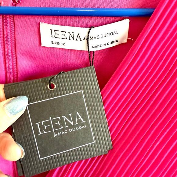 NWT Ieena for Mac Duggal Pleated Bell Sleeve Chiffon Cocktail Mini Dress, style - Picture 8 of 13